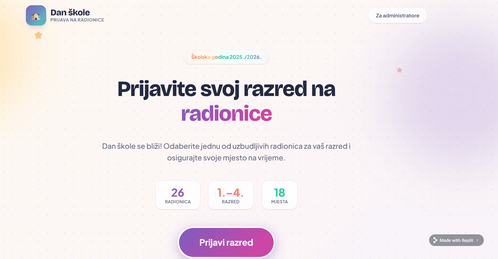 Naslovna slika rada Dan škole – Prijava na radionice