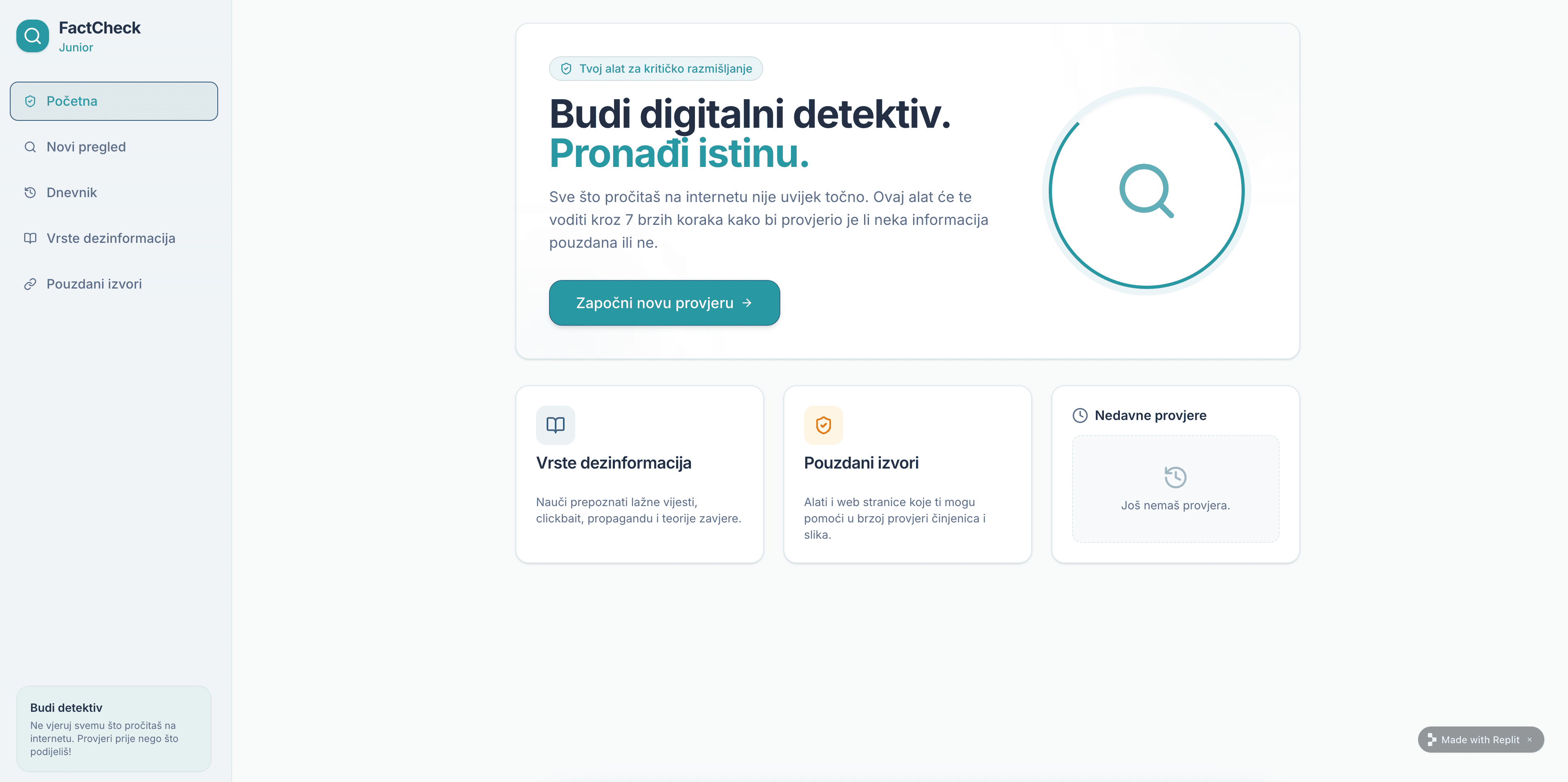 Naslovna slika rada FactCheck Junior – Vibe Coding App